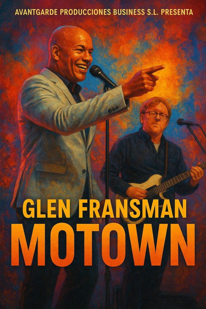 Avantgarde Producciones Business S.L. presenta a Glen Fransman, un intérprete de gran nivel que combina de forma magistral la esencia de la música Motown con los sonidos más inolvidables del pop de los años 70, 80 y 90.

Con una trayectoria sólida y una presencia escénica impactante, Glen Fransman destaca por su voz potente, cálida y expresiva, capaz de transmitir emoción y alegría a todo tipo de públicos. Su espectáculo “Motown Experience” es un viaje musical por los grandes clásicos del soul, el funk y el pop, interpretados con elegancia, ritmo y un estilo personal que conquista desde el primer acorde.

Cada presentación es una fusión perfecta entre voz, energía y conexión con el público, creando una atmósfera festiva donde la música se siente y se vive.
Ideal para hoteles, teatros, eventos privados y galas internacionales, el show de Glen Fransman garantiza calidad, profesionalidad y diversión en cada actuación.

Un artista completo, versátil y lleno de carisma, que hace bailar y disfrutar a todos con su espíritu Motown.